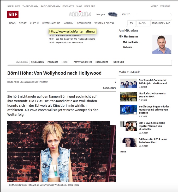 Swiss TV, Artist, Singer & Songwriter